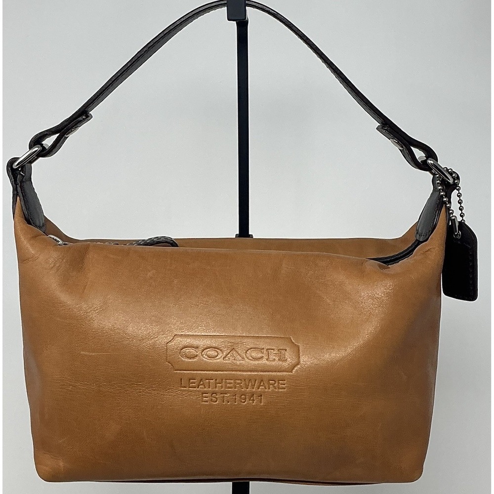 Vintage Y2K COACH LEATHERWARE EST. 1941 Tan Mini Baguette Satchel Hand Bag